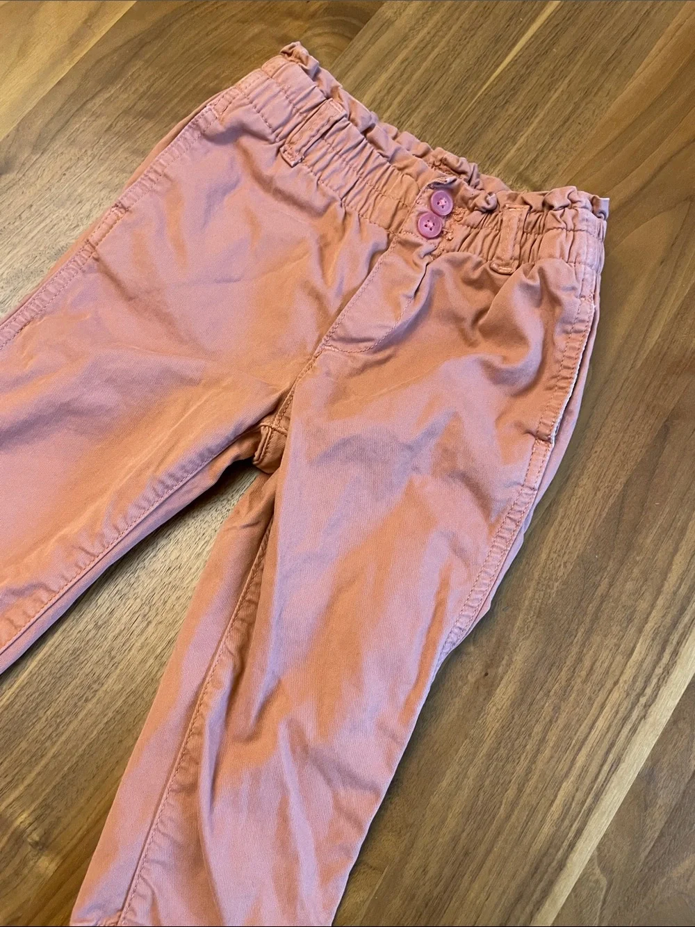 GAP Coral Pink Elastic-Waist Cotton Pants